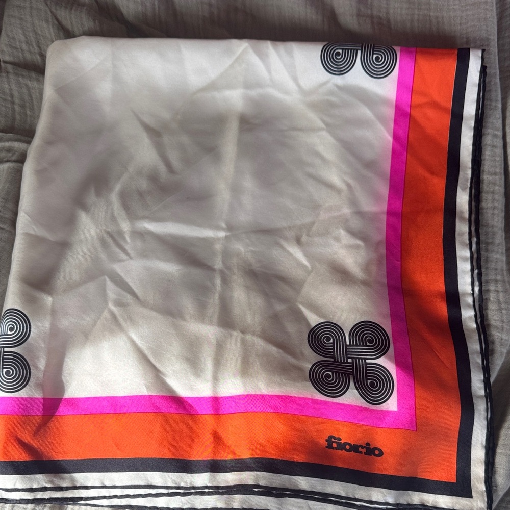 White and Orange Silk Scarf